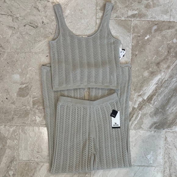 NWT Rip Curl Cream / Tan Crochet *SET* Top + Pant (Size S) - Picture 1 of 9